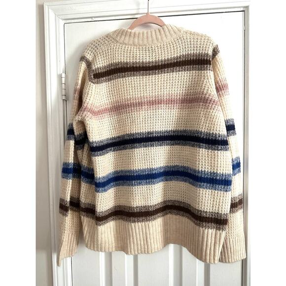 MUNTHE Rana Multi-Stripe Waffle Knit Sweater Alpaca-Blend Oversized Sz 10 - NWT - Picture 8 of 9